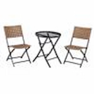 Foldable outdoor bistro table and two matching chairs