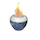 small tabletop firepot with flame