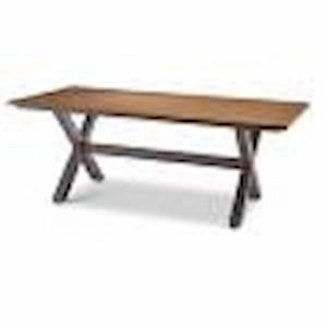 Modern outdoor patio table with wood-style finish